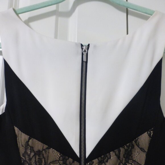 BEBE black, white and blue colour block dress with lace accent - Picture 8 of 14